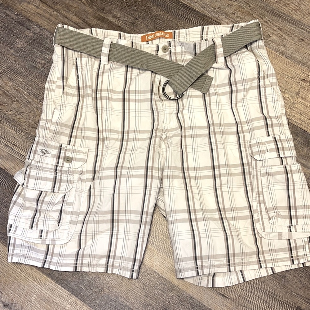 Grey and White Striped Shorts MENS